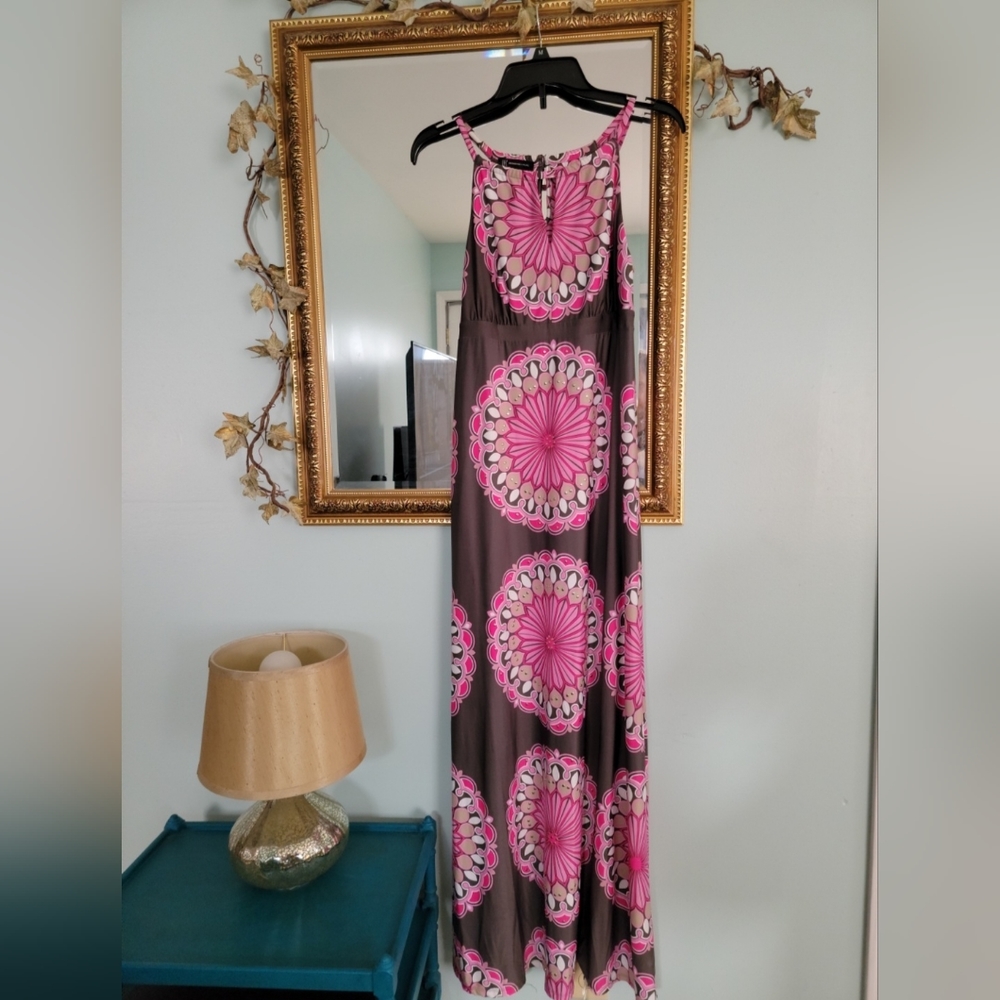 INC Pink and Grey studded Jersey Maxie Dress